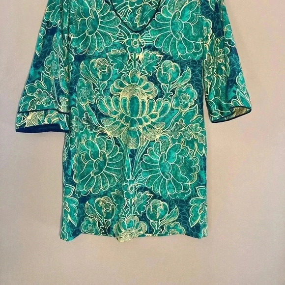 Corey  Lynn Calter silk green lotus ethnic dress - Picture 2 of 4